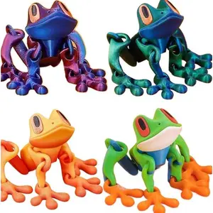 Set of 4 3D-Printed Magnetic Frogs — Realistic Jumping Frog Models & Refrigerator Magnets — Frog Decor for Home and Office