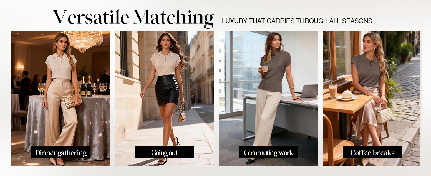 Arach&Cloz Women's Wool Blend Cap Sleeves Business Casual Summer Tops Sweater Vest Polo Shirts 2026