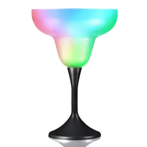 212 MAIN LED-Lighted 10oz Colored Glass Stemmed Margarita Cup, Stylish Home & Festive Party Drinkware, Colored Glass Cups for Party Use