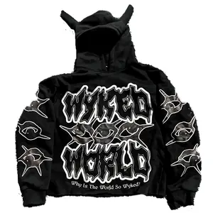 Red Black Baggy Hoodie Harajuku Y2K Funny Printed Pullover with Horn Hat Unisex Christmas Streetwear Soft Fabric Durable Stitching Menswear Shoe Long Sleeve Long Sleeve Tops Sweatshirts Sweater Sneakers Cargo
