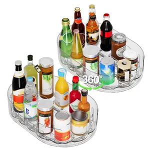 AIR U 360° Rotating Lazy Susan Clear Turntable for Refrigerator Pantry Cabinet Kitchen Countertop Table Top No More Lost Condiments 1 Pack