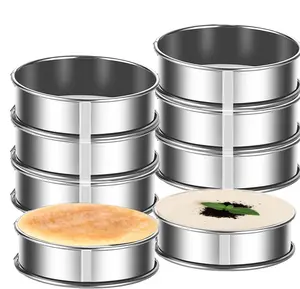 8-Pieces English Muffin Rings 4 Inch Crumpet Rings Stainless Steel Double Rolled Nonstick Metal round Tart Ring Molds for Cookie Cooking Baking KUAYB