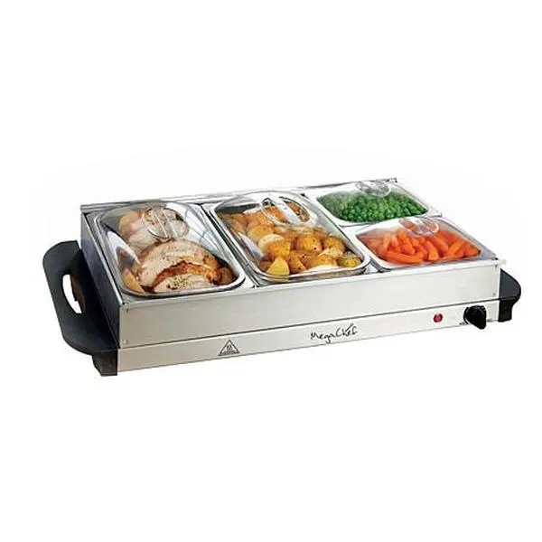 Megagoods MegaChef Buffet Server & Food Warmer With 4 Sectional Trays Megagoods MegaChef Buffet Server & Food Warmer With 4 Sectional Trays