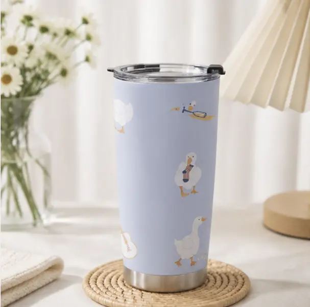 20oz Insulated Stainless Steel Cartoon Goose Flask, Classic Leak-Proof Travel Coffee Mug with Lid, Reusable Kitchenware Drinkware for Women, Flasks, Travel Mug