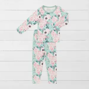 Bestaroo Vintage Roses Teal Pajamas – Soft Lenzing Micromodal Baby Matching Top & Pants Set, Cozy Year-Round Loungewear, Multiple Sizes