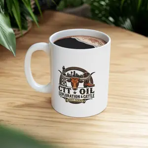 CTT Oil Exploration & Cattle Logo Ceramic Mug | 11oz 15oz, Printed in the USA, Koozie, Modern Coffee Lover Gift