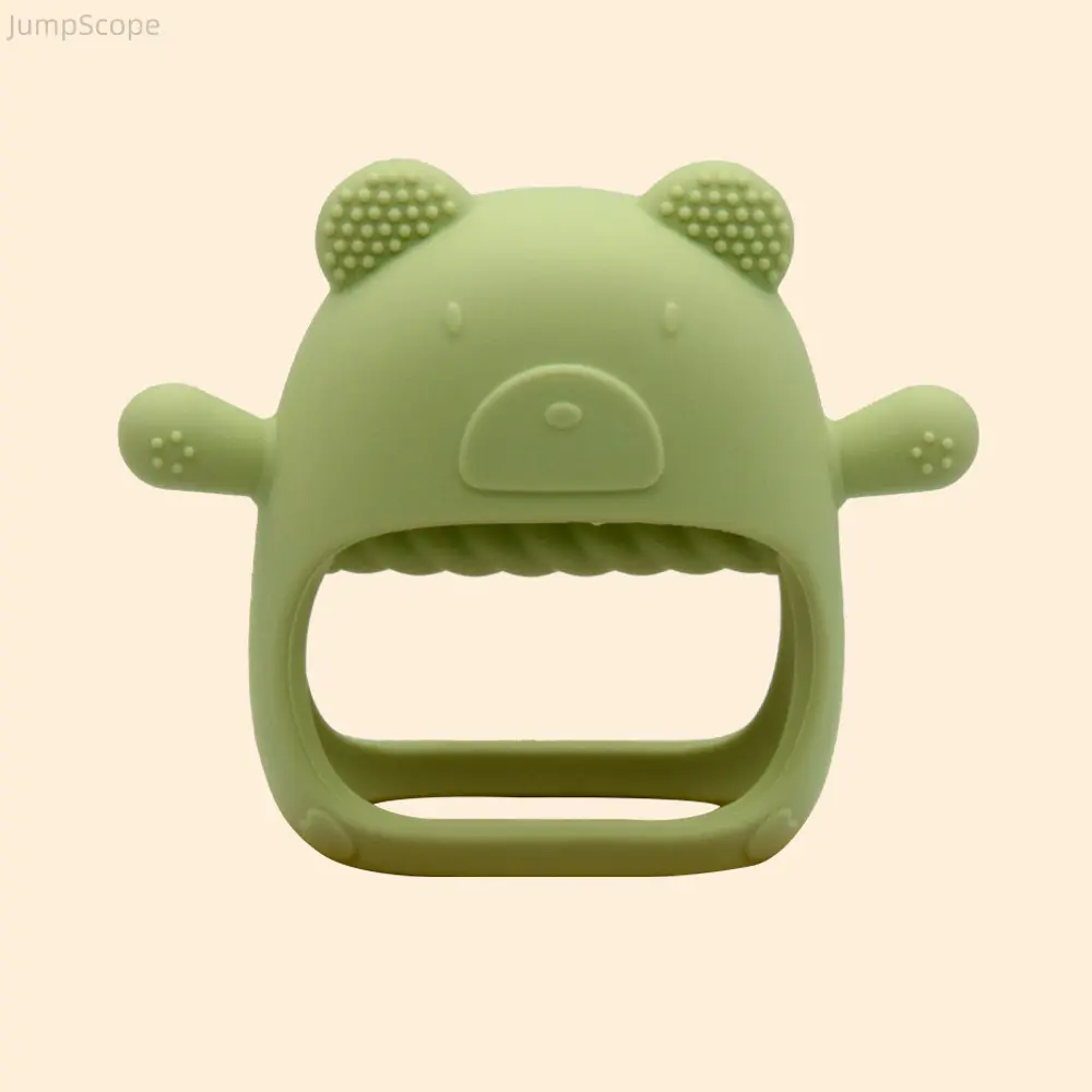 Baby Bear Teething Mitten, Food Grade Silicone Chew Toy, BPA-Free Anti-Scratch Hand Teether, Soothing Glove Teething Relief for 3-12 Months Infants