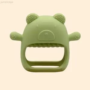 Baby Bear Teething Mitten, Food Grade Silicone Chew Toy, BPA-Free Anti-Scratch Hand Teether, Soothing Glove Teething Relief for 3-12 Months Infants