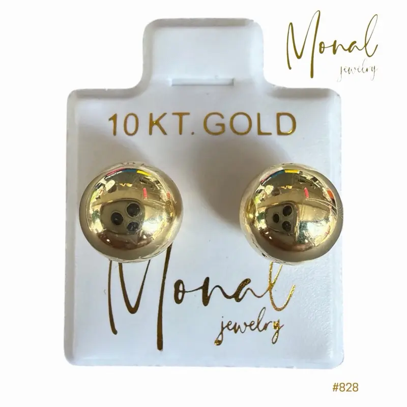 10K Gold Ball Style 8 mm Stud Earrings ECO | Broqueles Bola de 8 mm en Oro de 10K ECO