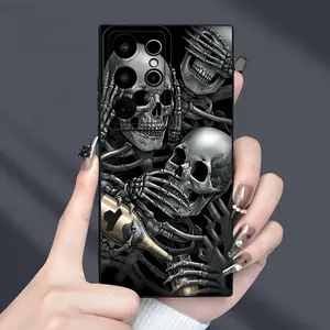 Skeleton Pattern Angel Eye Matte Texture Full Protection Anti-fingerprint Black TPU Soft Phone Case with Lens Protector for Samsung Galaxy S20FE 2022 5G S21FE S23FE/Ultra/Plus A52/A52S 5G Gifts for Friends Women Men Cover Protective Smartphone Cellphone