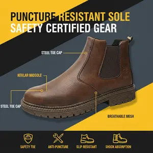 Lightweight Protective Safety Shoes Unisex Chef Work Shoe Waterproof Splash-Proof Smash-Proof Puncture-Proof Breathable Anti-Slip Durable