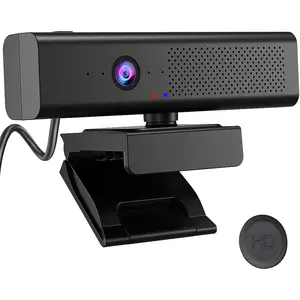 Full 1080P  3-in-1 Webcam: Camera and Speaker for Desktop  with Built-in 4 Microphones, External USB Web Cam with   Cover and Mute for Laptop, Streaming, Conference