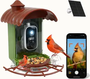 Bird Feeder with Camera, Smart Bird Feeder Camera with AI Identify Birdspecies, Solar Powered, Instant Alerts, 2K HD Video, Various DIY Addons, 2.4G Wifi, Gift for Mom Dad and Birdlover (Green) bird feeder