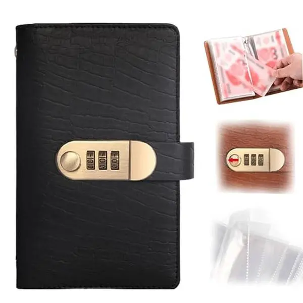 Lockable Challenge Binder with Envelopes, Home Organiser for Savings Goals Achievement