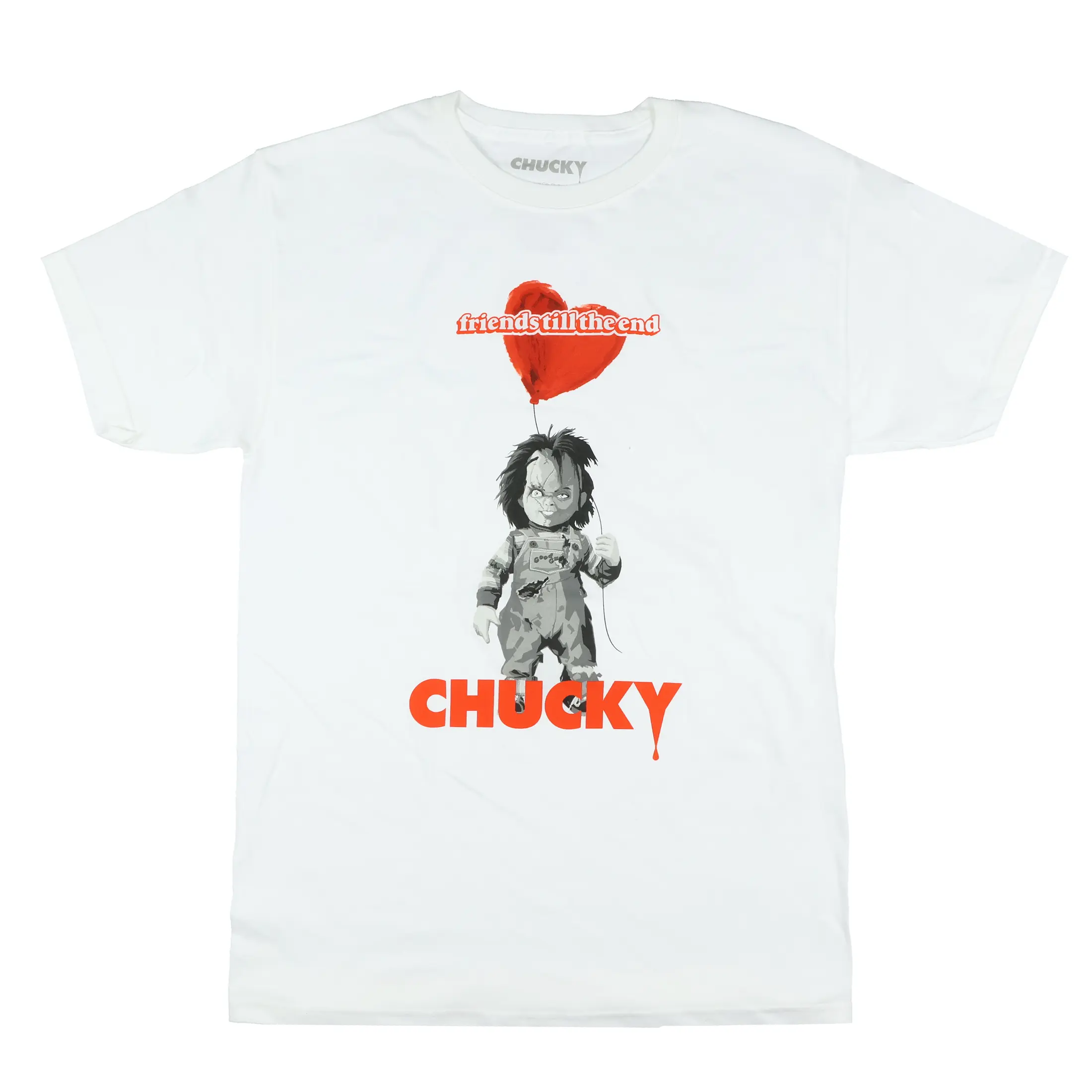 Child's Play Chucky T-Shirt Men's Friends Till The End Adult Short Sleeve Tee, Balloon, Vibe, Relaxed Fit, Shortsleeve