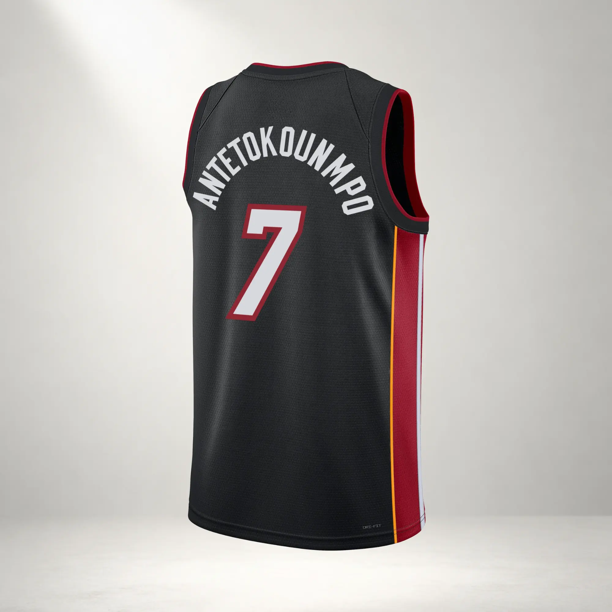 Men's Antet0kounmpo #7 Black Swingman Basketball Jersey 2026 – Red Accent Full Logo Fan Edition Sleeveless Jersey for Men & Women