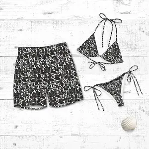 "Leopard Print Bikini & Men's Swim Shorts Set, Animal Print Beachwear, Summer Swimwear for Women & Men, Beach Vacation Outfit"