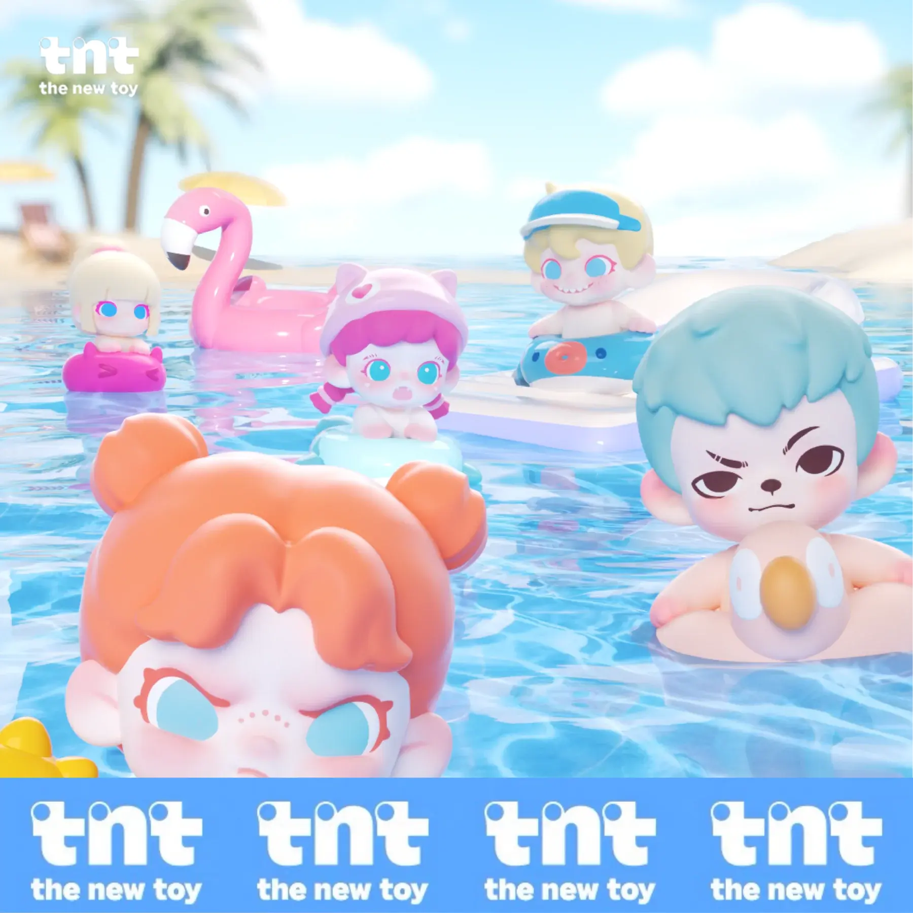 【tntspace】Pool Party Mini Series | Blind Box FIGURES  5 pcs in 1 box Random / Surprise Gift for Toy Lovers & Collectors