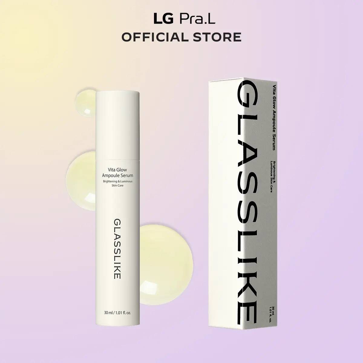 [LG Pra.L] GLASSLIKE Vita Glow Ampoule Serum 30ml | Dark Spot Corrector with Niacinamide, Vitamin C, Tranexamic Acid, Improves Dull & Uneven Skin Tone, Korean Skincare, Skin Tone Improvement and Firming, Hydration Boosting, Device Pairing Serum
