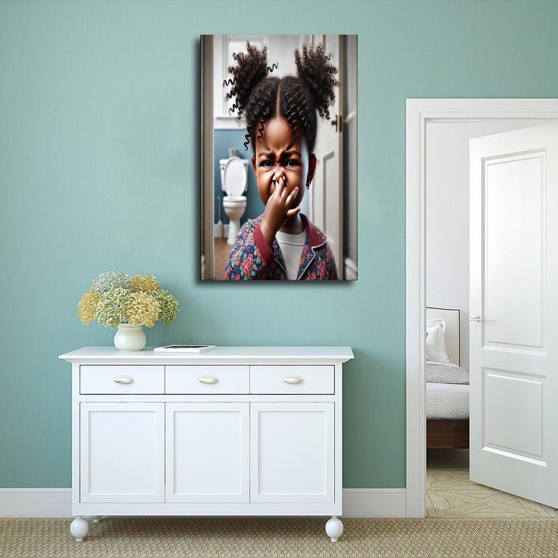 Black Girl Bathroom Poster, Funny African American Bathroom Wall Decor, Kids Bathroom  Prints, African American  Decor Print unique photo car accessory restaurant Modern anime green minimalist art unframed poster decor woman canvas wall art kitchen sign