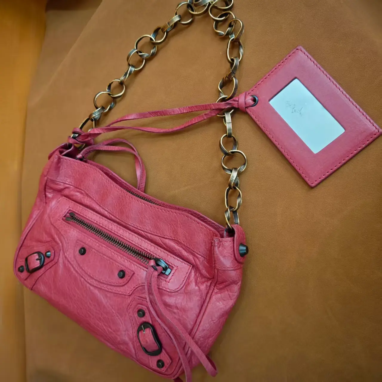 Pre-owned Balenciaga Le City Lambskin Leather Crossbody Shoulder Bag, Pink MSSJ, Crossbody Bag