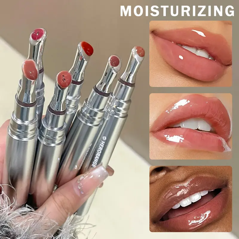 Herorange 6-Color Lip Glaze Set for Hydrated and Voluminous Lips, Perfect Lip Oil for Men and Women in Spring/summer, Nourishing Lip Care, High Gloss Shine, Lipgloss