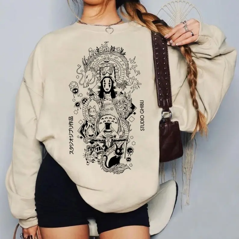 Studio Ghibli Sweatshirt T-Shirt, Ghibli Studio Shirt, Howls Moving Castle, Spirited Away, Hayao Miyazaki, My Neighbor Totoro, Trending Ghibli Shirt