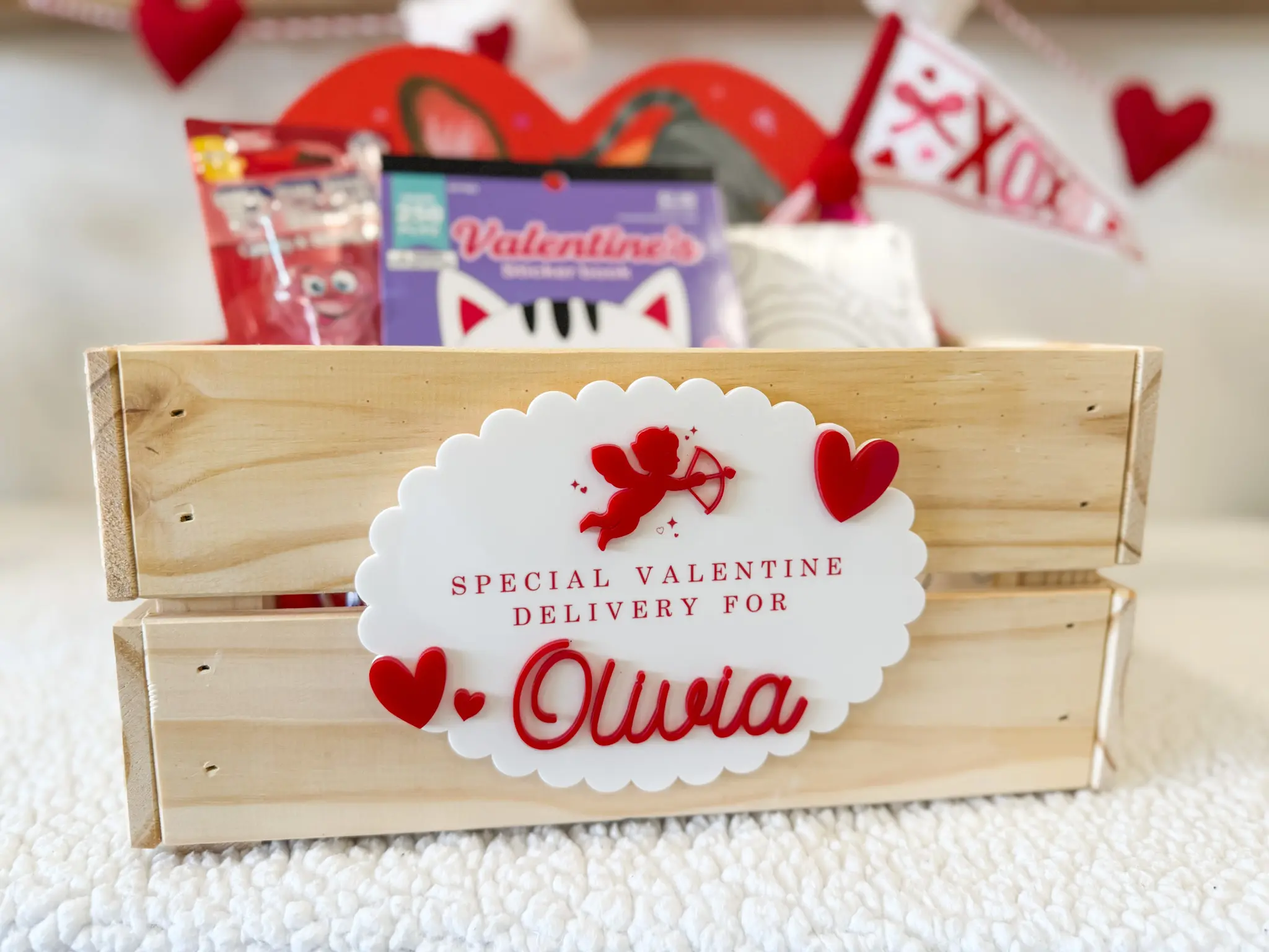 Personalized Valentine Delivery Box for Kids | Special Delivery Wooden Crate