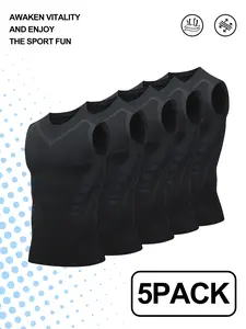 Men's 5 Pack Sleeveless Compression Shirts – Quick Dry Performance Tank Tops for Bodybuilding, Running & Fitness