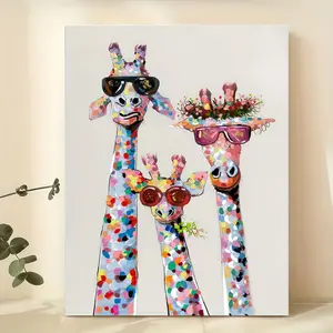 1pc Canvas Poster, Colourful Giraffe - Wrapped Canvas Print, Wall Art For Living Room, Bedroom, Children's Room Wall Decor, Gaming Poster, Home Decor No Frame