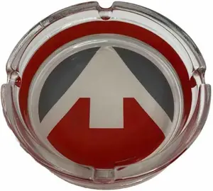 Marlboro Miles Promo Mountain Design Round 4 Inch Glass Ashtray Red Gray White
