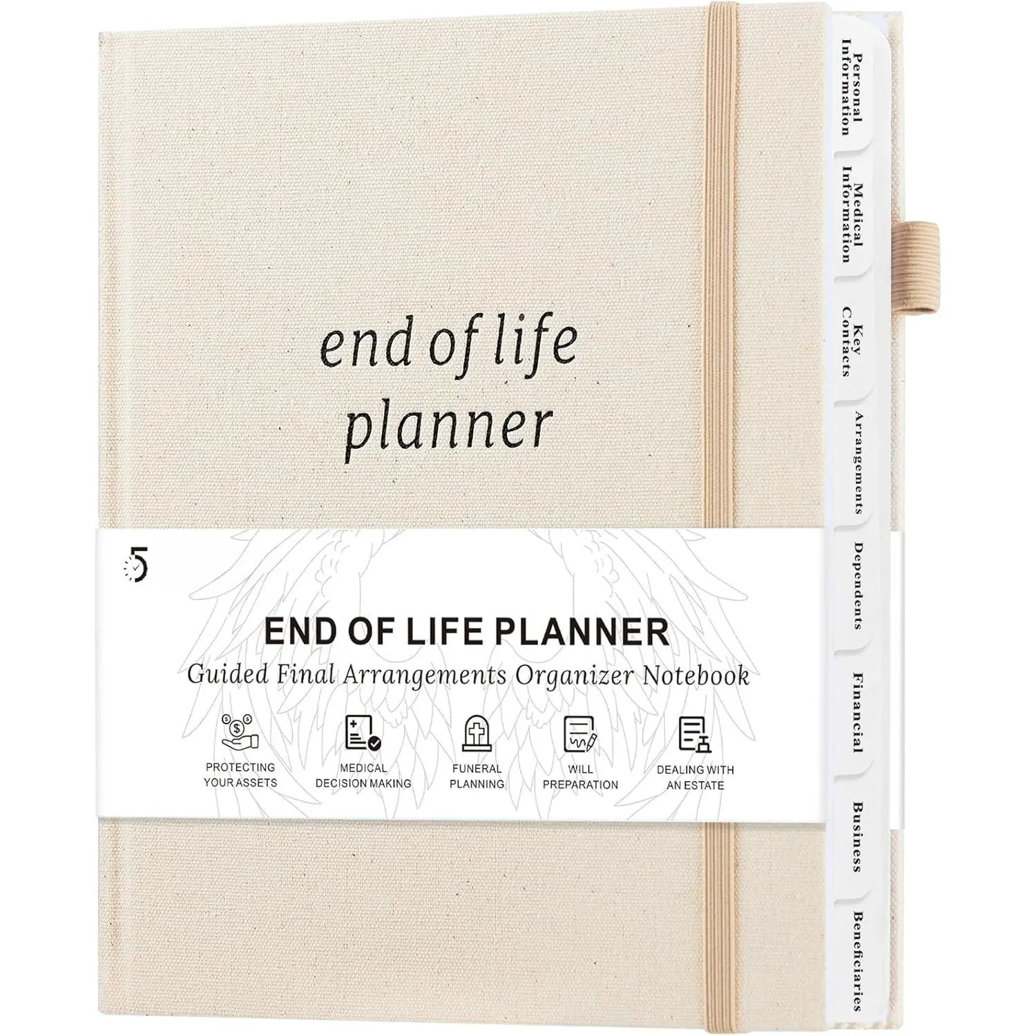 End of Life Plnner, Guided Estte Plnning Orgnizer with Tbs, Lst Wish, Will Preprtion, Funerl Plnning, Finl rrngements Notebook for Beneficiry, in Cse of Deth Orgnizer 7."X9"-Beige