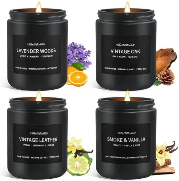 6 Pack Candles for Home Scented Aromatherapy Candles Gifts Set for Men, Men Candle Set, 42 oz 300 Hour Long Lasting Candles, Gifts for Mens Birthday Fathers Day Anniversary Present