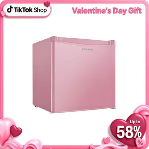 Upstreman mini fridges 1.7 Cu.ft with Freezer Pink FR17 Adjustable Thermostat Energy Saving Low Noise Single Door Compact Refrigerator for Dorm Office Can Bedroom