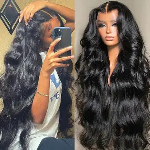 Gabrielle Hair Colored 13x6 HD Transparent Lace Front Wigs Human Hair Pre Plucked 180 Density Brazilian 99J /4#/33# Colored Body Wave Frontal Wigs Human Hair with Baby Hair Natural Hairline Natural Black Color