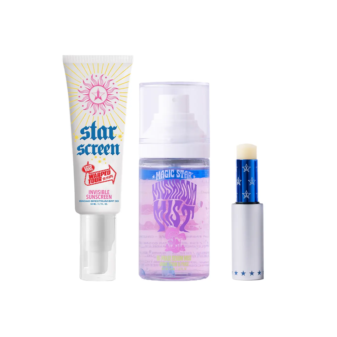 Prep & Protect 3pc Bundle - Star Screen Invisible SPF 30, Magic Star Mushroom Mist, Lip Balm 'Encore'