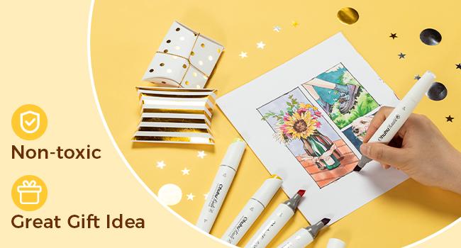 Ohuhu Alcohol Markers Double Tipped: Slim Broad & Fine - 60 Colors - Art Marker for Artists Adult Coloring Drawing Landscape Sketch - Refillable - Kaala Series of Ohuhuart