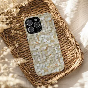 Cream Tones Glass Mosaic Look Cases ,Elegant Neutral Design Premium Film 2 in 1 Phone Case - Durable, Shock Absorbing and Stylish Protection - Compatible with iPhone 16, 15, 14, 13, 12, 11, Plus, Pro, Pro Max, Perfect birthday gift for friends.