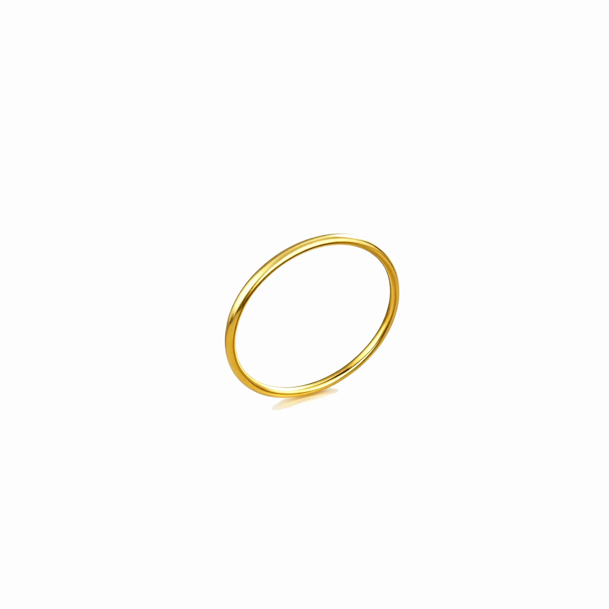 CUNCONLULU 18K Gold Plated 1MM Thickness Elegant Fashion Ring, Lightweight High-Polished Non-Tarnish Stacks Rings Jewelry Gift for Men/Women