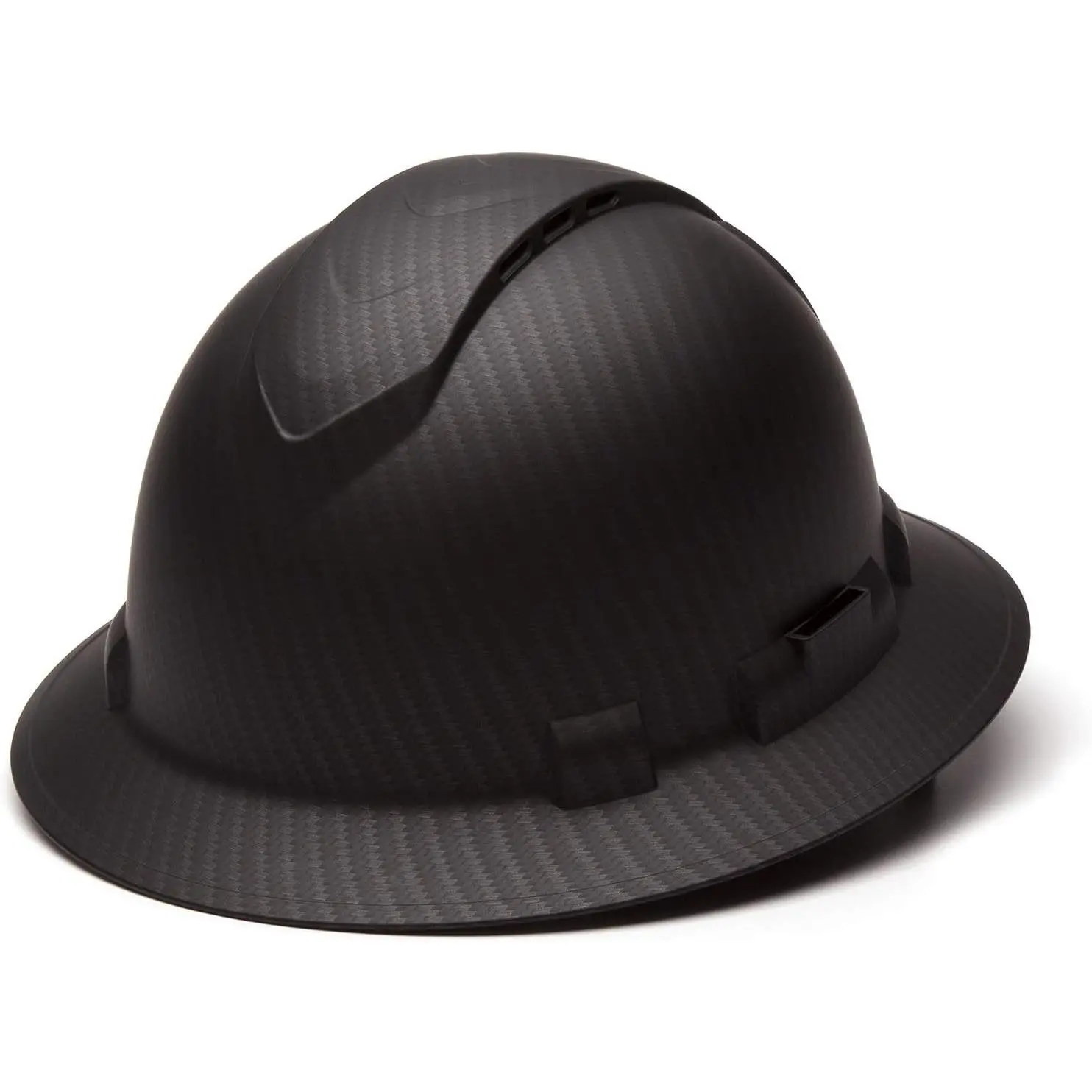 Ridgeline Wide Brim Hard Hat with Carbon Fiber Pattern - Ultra-Lightweight Thermoplastic with 6-Point Convertible Ratchet Suspension, Construction Helmet, 100% Abs