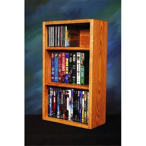 212 MAIN Handcrafted Honey Oak CD Shelf-Bookshelf - Fully Assembled Solid Oak Storage for CDs, DVDs, VHS Tapes - Desktop, Shelf Indoor Furniture