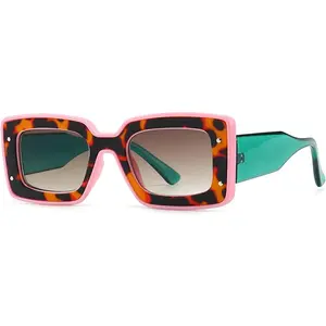 Fashion Square Sunglasses For Women Men Rivet Decoration Luxury Ladies Sun Glasses UV400 Shades Lady Leopard Eyewear