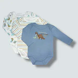 Boys 3 Pack Long Sleeve Bodysuit - A-Roar-Able