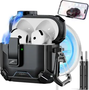 AirPods 4th Generation Case with MagSafe Compatibility: Magnetic Lock, Phone Stand & Cleaning Kit for 2024 AirPods with Active Noise Cancellation