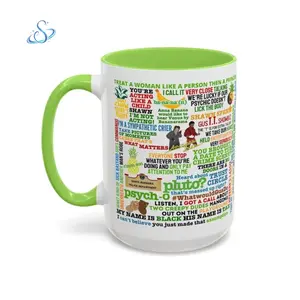 Psych TV Show Quote Accent Mug 11oz 15oz, Funny Ceramic Coffee Cup for Psych Fans, Colorful Fandom Drinkware for Home, Office, Desk, or Gift Giving