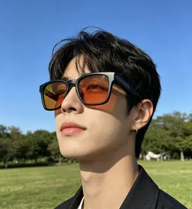 Polarized UV400 Sunglasses (Black/Orange Mirror) Square Anti-Glare Sunglasses for Outdoor SportsLightweight Black Frame Polarized Sunglasses UV Protection Mirror Lens Sunglasses for Men Women All-Weather Polarized Sunglasses for Driving & Hiking