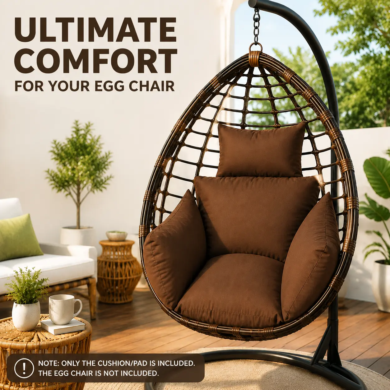 Egg Swing Chair Seat Cushion Thicken Soft Hanging Basket Cushion Indoor Outdoor-4459