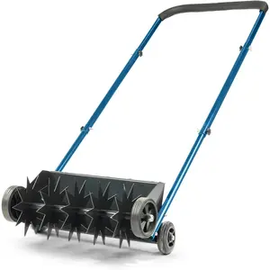 Ubesgoo 19in Push Spike Aerator, Heavy Duty Rolling Lawn Aerator, Rotary Spike Lawn Aerator, Manual Aeration Equipment with U-shaped Handle, for Lawn Garden Yard Grass Aeration