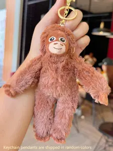 Adorable Monkey Plush Toy Keychain Pendant, Cute Animal Design Backpack Decoration, All-Seasons Accessory for Bags & Keys