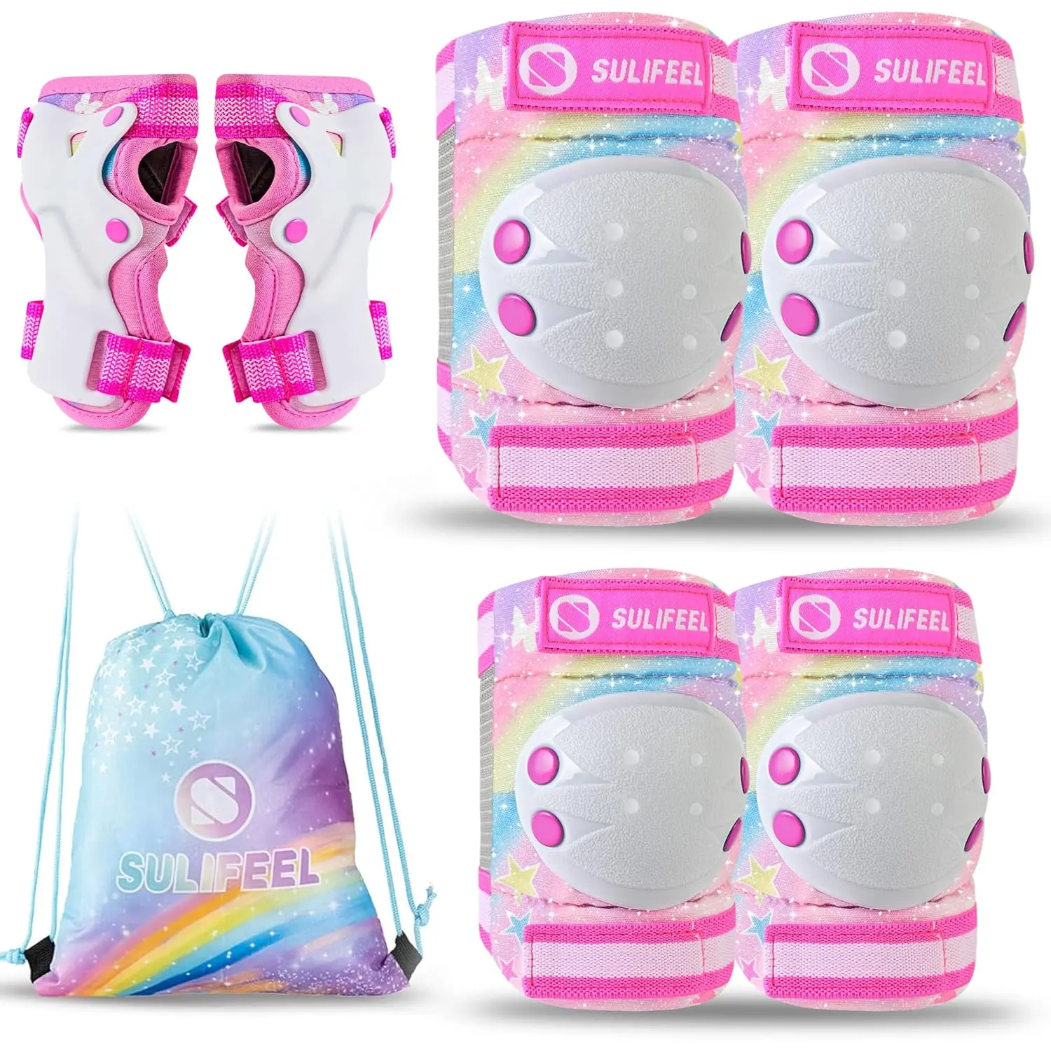 Kids 7-in-1 Protective Gear Set - Adjustable, Breathable Foam, Unisex Roller Skating Pads - Safe, Comfortable Practical Gift for Children's Day, Birthday, Outdoor Sports
